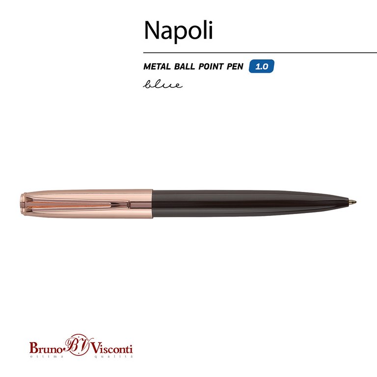 Ручка шариковая Bruno Visconti "Napoli" металл. корпус коричневый/розовое золото (стерж.99мм)