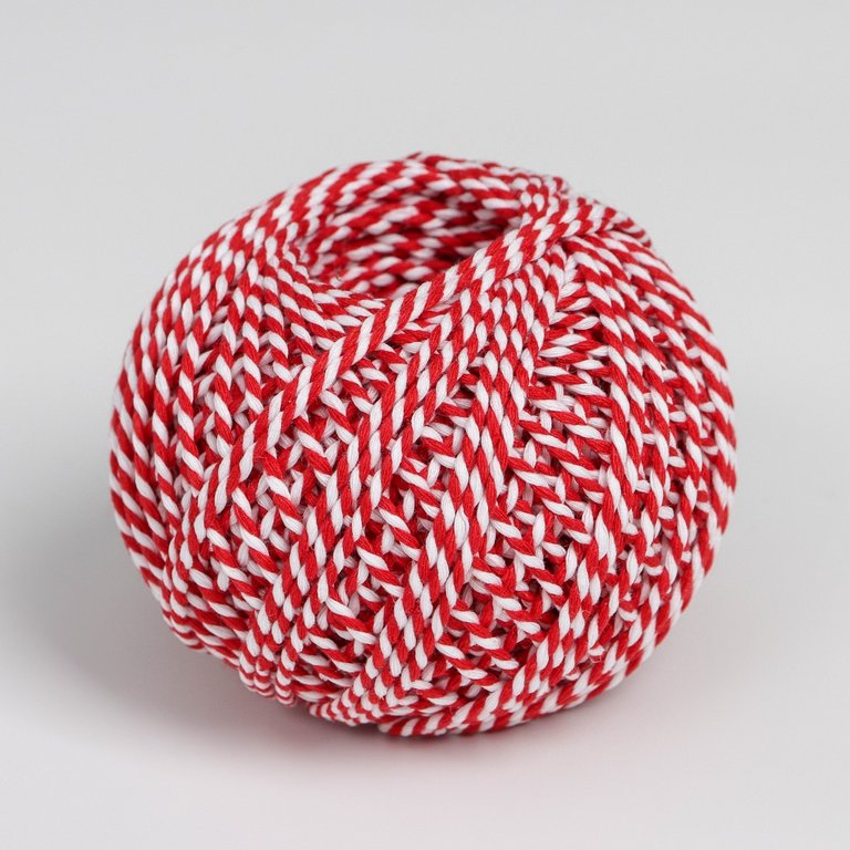 Шпагат хлопчатобумажный 60м, двухцветный, цв. ассорти