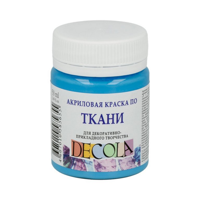 Краска акриловая по ткани 50мл Небесно-голубая Декола