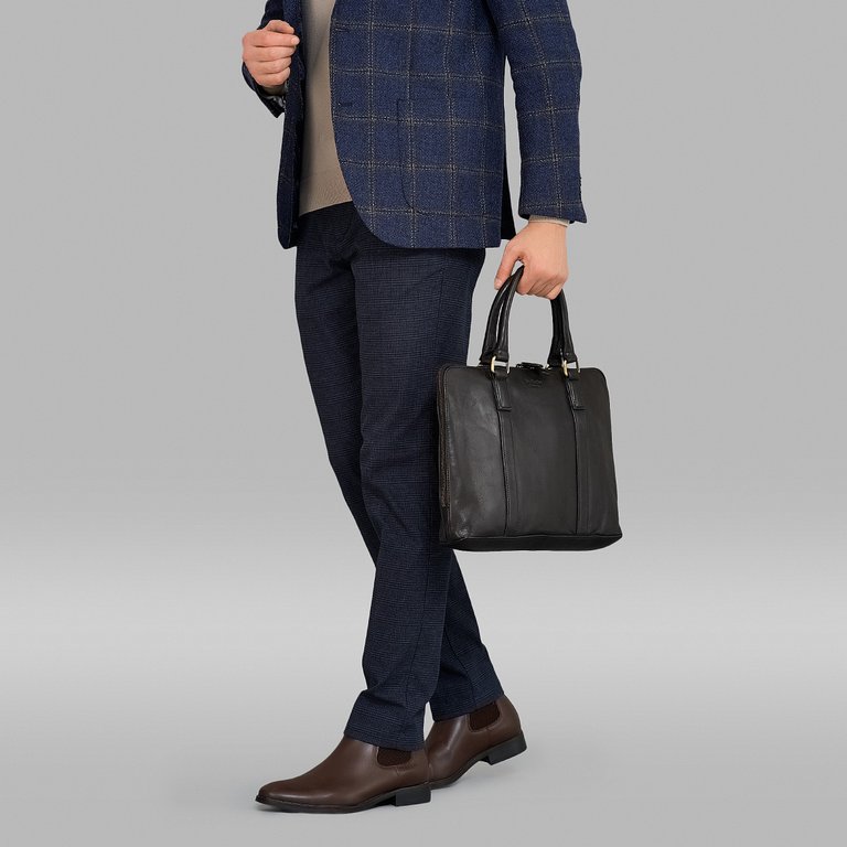 Сумка для документов Dr.Koffer 36*27*7см, нат. кожа, черная