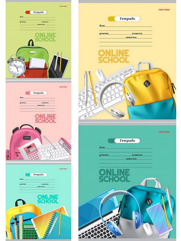 Тетрадь 18 лист кл. А5 "ШКОЛЬНАЯ АТРИБУТИКА" ассорти Prof-Press