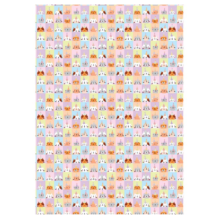 Бумага упаковочная 70*100см  в рулоне "Bithday friends"