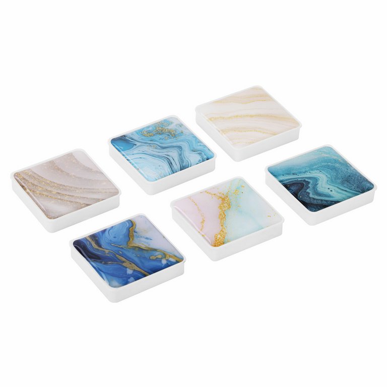 Магниты квадратные 35 мм стекло (6шт/уп) Мрамор BRAUBERG