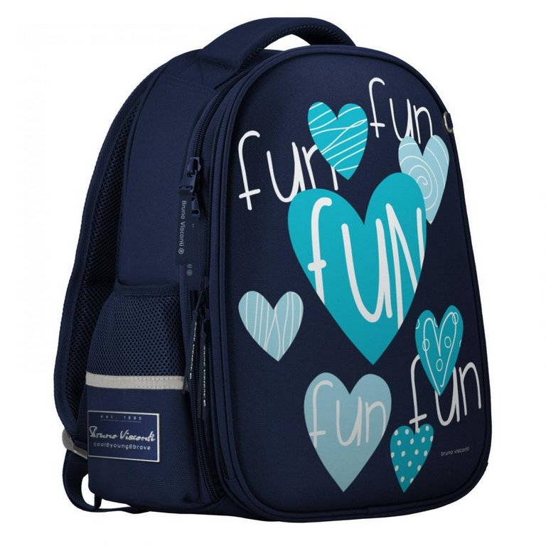 Рюкзак каркасный для девочки Bruno Visconti "СЕРДЕЧКИ" синий