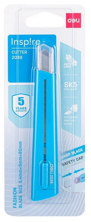 Нож канцеляр. шир. 0,9 см, метал. направляющие Deli "Rio"