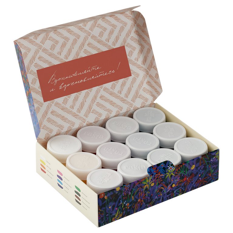 Краски акриловые 12 цв. 20мл Гамма "Хобби" глянцевые