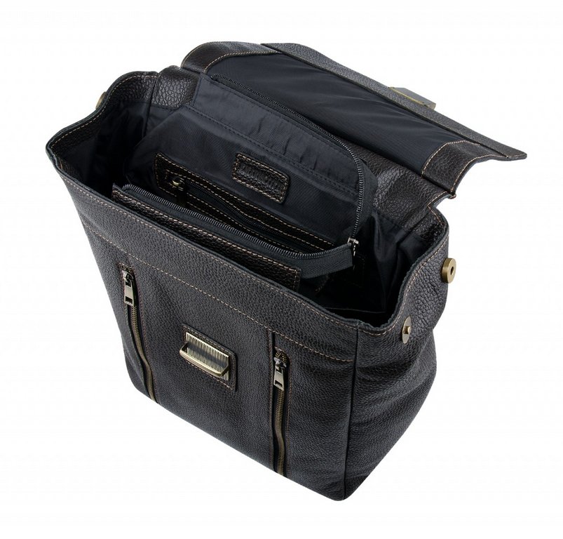 Рюкзак молодежный мужской  Franchesco Mariscotti натуральная кожа 26*35*13см, черный