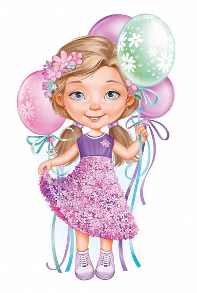 Плакат оформительский  весенний А3 "Девочка с шарами"