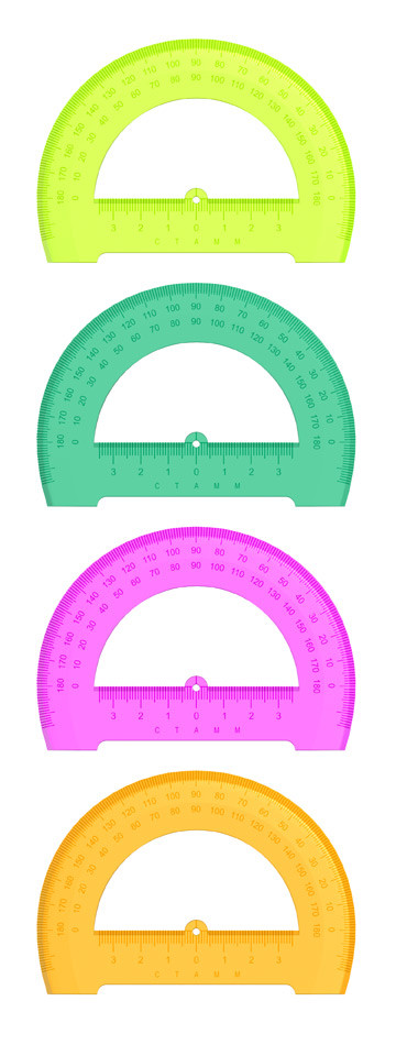 Транспортир пластик 12 см. 180 град. флуоресцентный Стамм