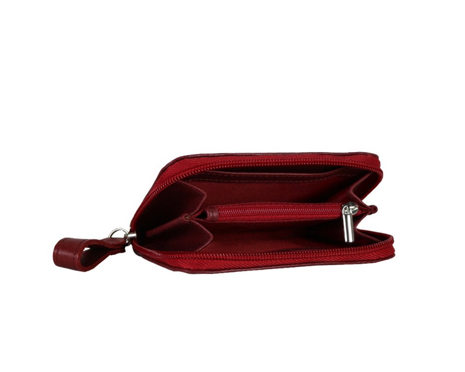 Портмоне D.Morelli женское "Verita " на молнии, нат.кожа, красное, 12,5*7,5*2 см