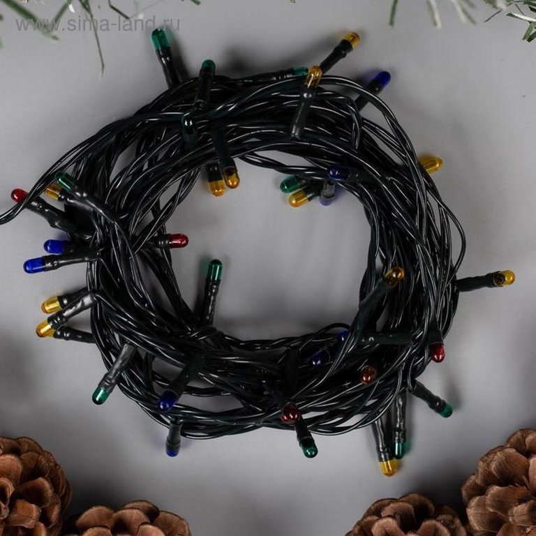 Гирлянда комнатная Нить  5м, 50 цв. ламп, 8 реж., тёмный провод (от -10 до +35 °С)