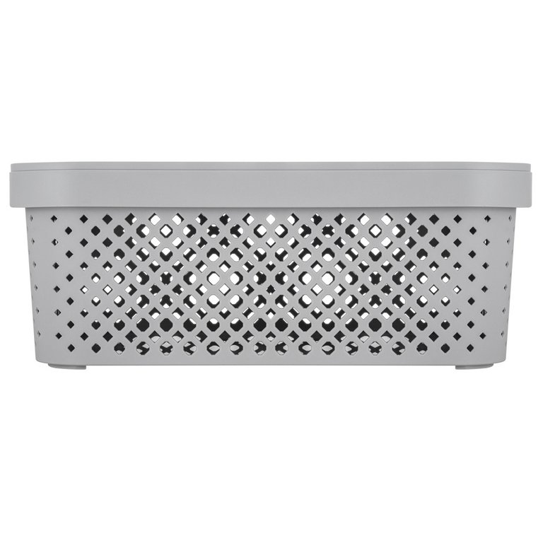 Корзина для хранения пластик. 10л. с крышкой 36*27*13 см цв. серый шторм