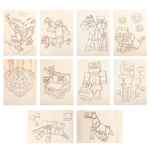Выжигание "Кубический мир" 15х21 см, BRAUBERG (5 шт панно с 10-ю рисунками)