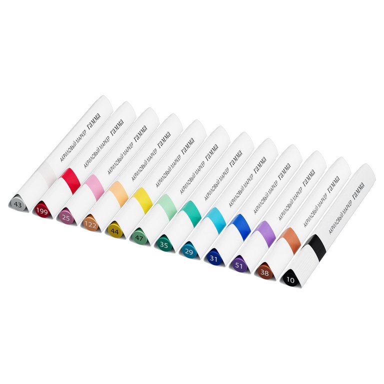 Набор маркеров акриловых 12 цв. Гамма "Классические" трёхгранные