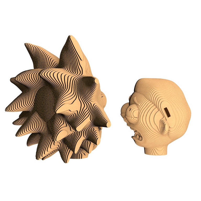 Сборная модель из гофрокартона "Рик и Морти" h=15 см, 11см, 204 дет, 6+, 5cult