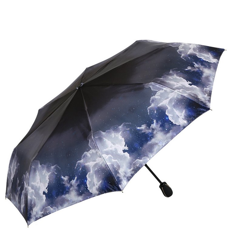 Зонт женский автомат Fabretti, 3 сложения, сатин, черный