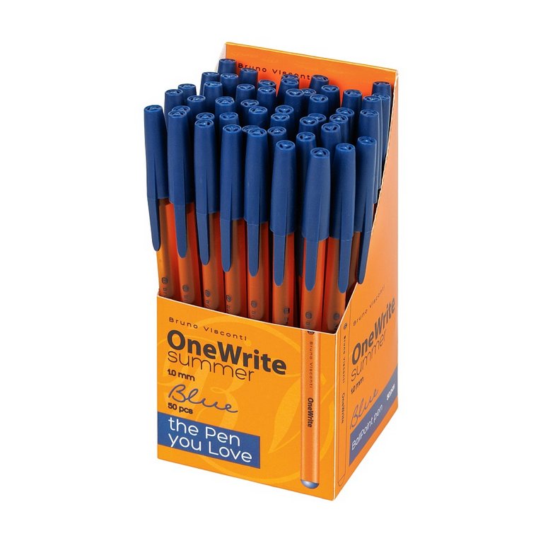 Ручка шариковая BV "OneWrite Summer" 1мм синяя одноразовая