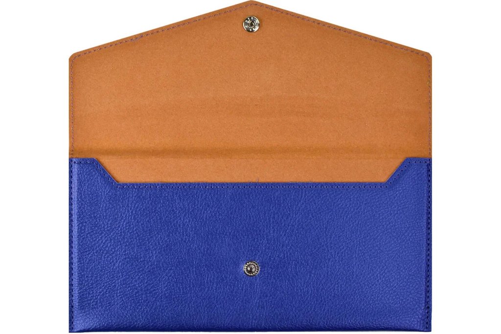 Папка-органайзер для путешествий 227x110 мм на кнопке, синий металлик, 1 отделение