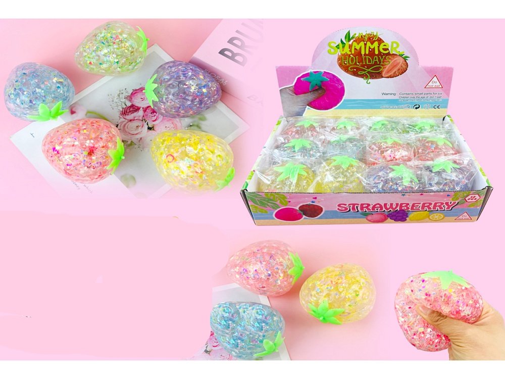 Мялка "Клубничка" 8х7х8 см, ассорти