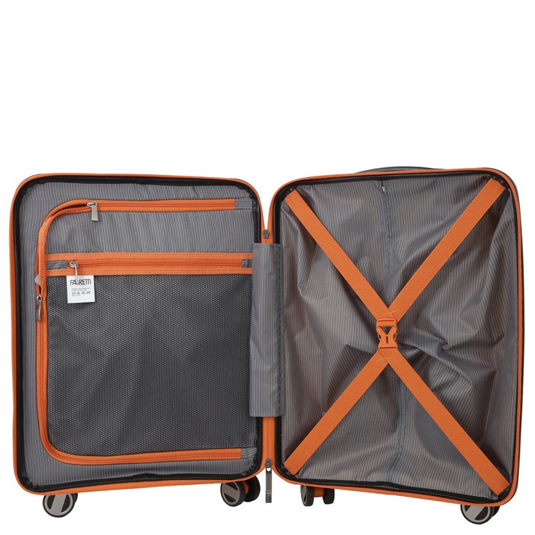 Чемодан 4-х колесный FABRETTI 100% полипропилен, 56*39*20 см, желтый