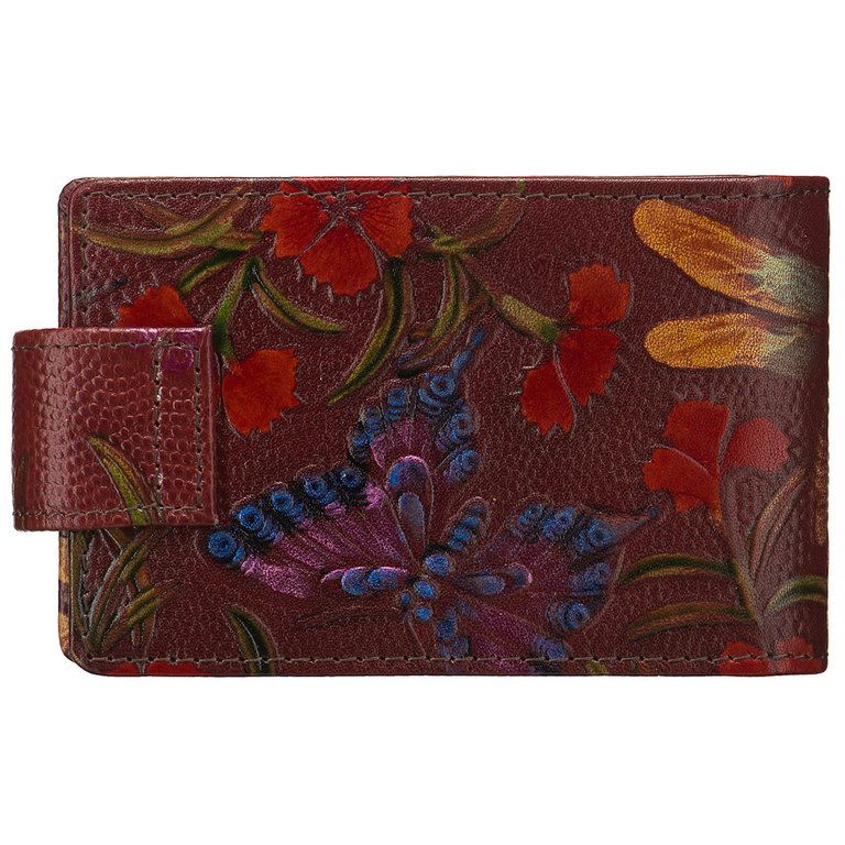 Визитница Dr.Koffer 11*7см на 48 визиток, бордо с рисунком