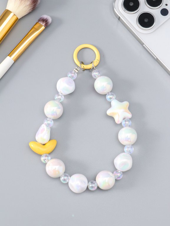 Брелок "Тюльпаны и звёзды" жёлто-перламутровый, 11*4*1,5 см