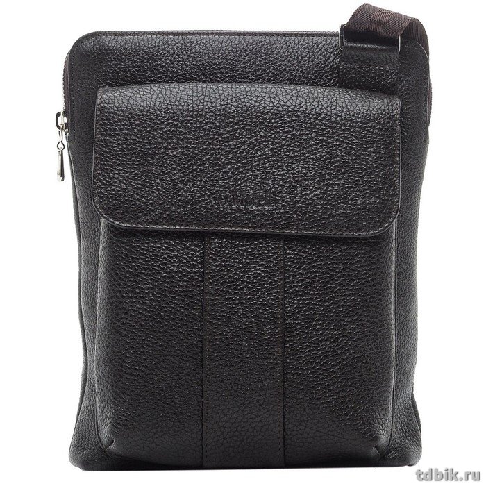 Сумка мужская D.Morelli малая, нат. кожа, с карманом, фл.коричн.