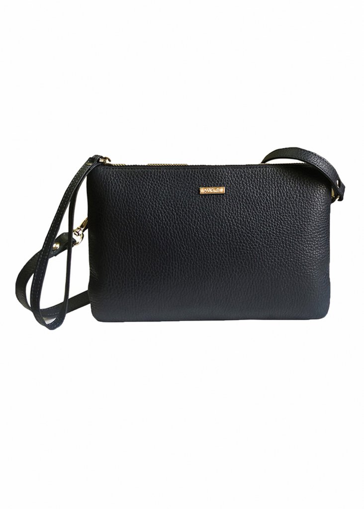 Сумка женская-клатч  D.Morelli , нат. кожа, фл.черный