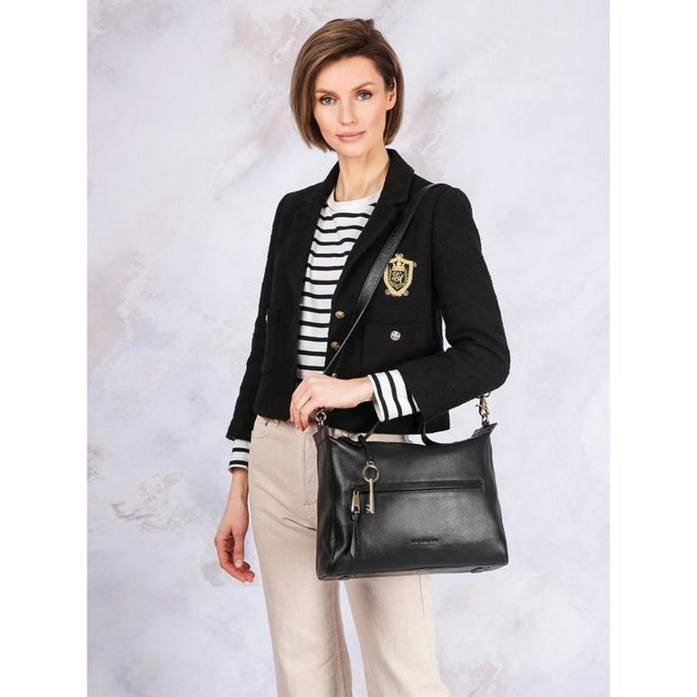 Сумка женская LEO VENTONI 34*24,5*12,5см, нат. кожа, черный