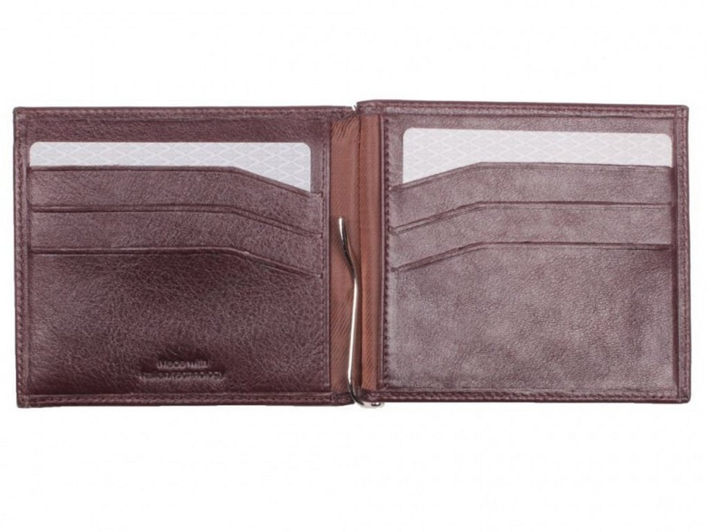 Зажим для денег D.Morelli "Brown " с монетником, нат.кожа