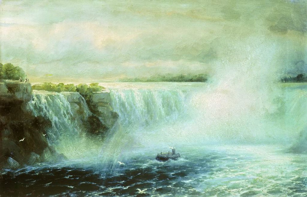Постер на бумаге 50*70см, И.К. Айвазовский "Ниагарский водопад" 1893г