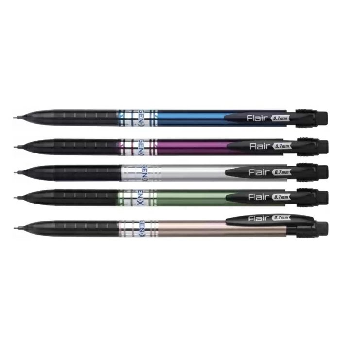 Карандаш механический 0.7 мм Flair резин.упор, ластик, сменные стержни (ассорти)
