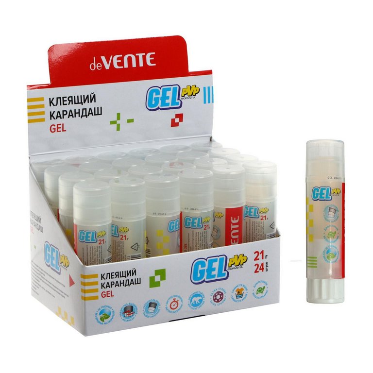 Клей карандаш deVENTE 21 гр. "Gel" кристально-прозрачный