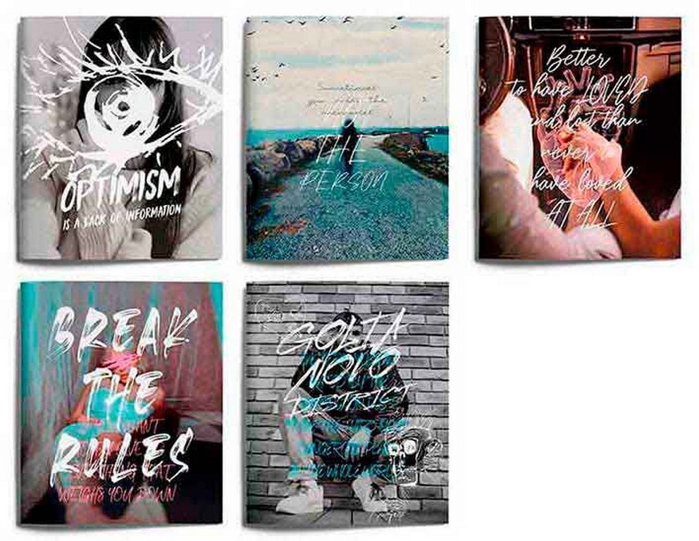 Тетрадь 48 лист лин. А5 на скрепке LOREX "RULES BREAKER" мел. карт. запечатка форзаца, soft touch