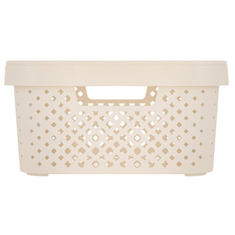 Корзина для хранения пластик. 10л. с крышкой 36*27*13 см цв. молочный туман