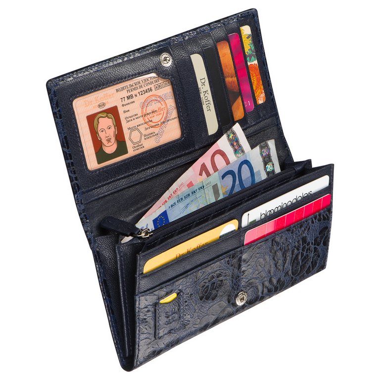 Портмоне Dr.Koffer 9,5*18,5см, нат. кожа, синий