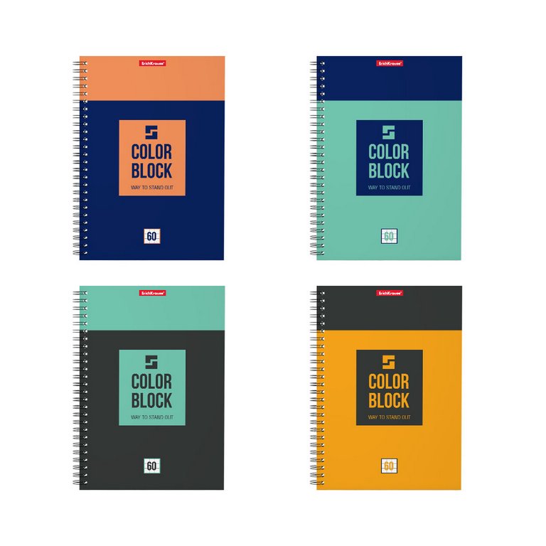 Тетрадь 60 лист кл. А5 на спирали "Color Block"
