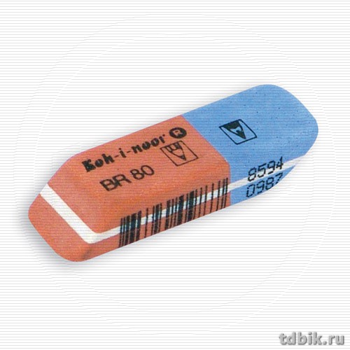 Ластик KOH-I-NOOR "Blue Star" 42х14х8 мм комбинированный красн/син для графита и чернил