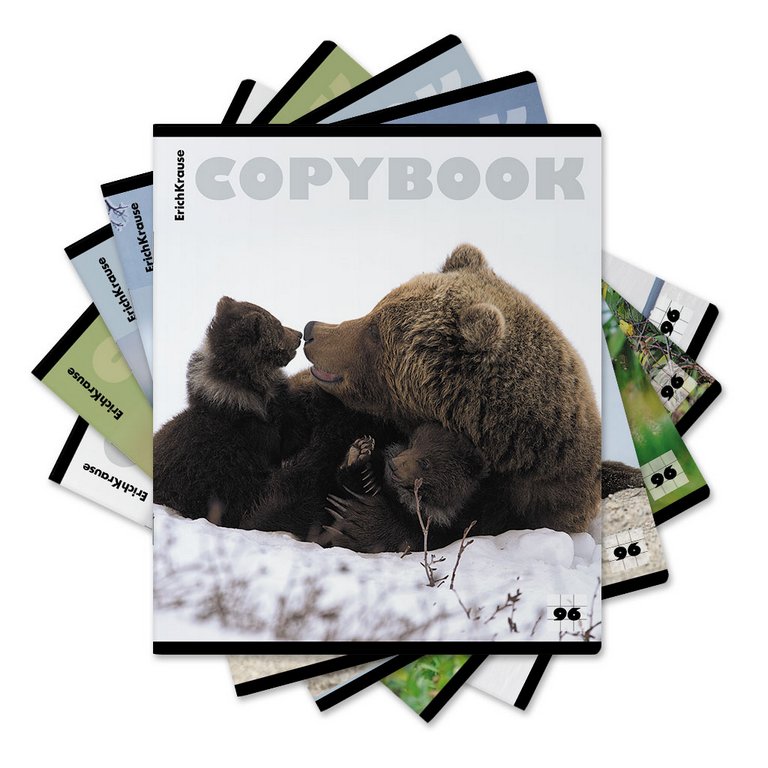 Тетрадь 96 лист кл. А5+ на скрепке "Медведи" 5 видов