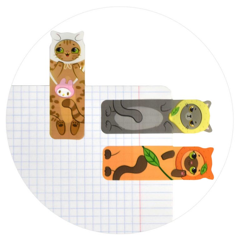 Закладки стикеры "Котики" 120 шт/уп пластик.