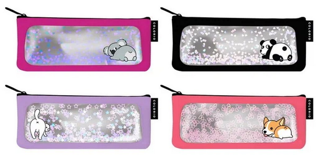 Пенал  для девочки Colorio "Пушистики" 19*7,5*3,5см, силикон (ассорти)