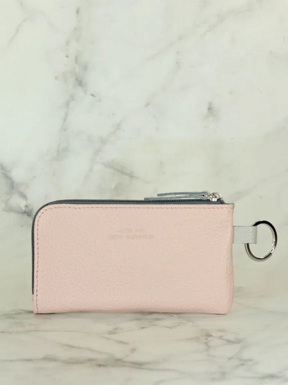 Футляр для ключей  D.Morelli "Мистраль" из нат.кожи, на молнии, пепельно/розовый