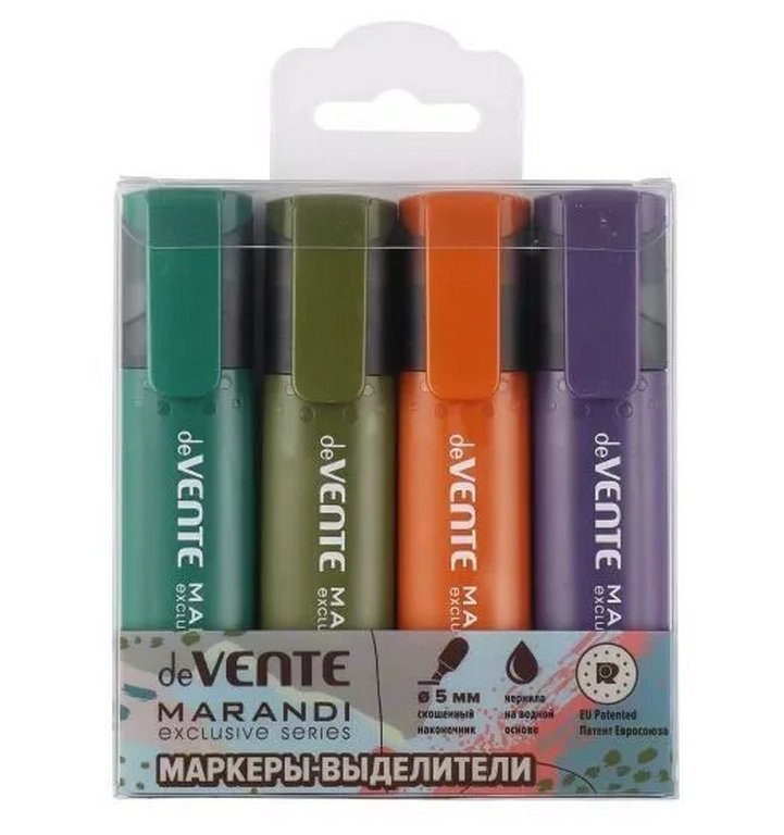 Набор текст-маркеров  4 шт deVENTE "Marandi", (фисташ., лаван., персик., аквамарин)