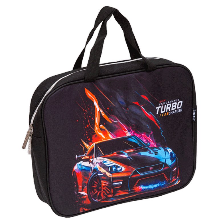 Папка для тетрадей, ИЗО и технологии на молнии A4 (36x28x8 см) текстильная, с расширением 10 см