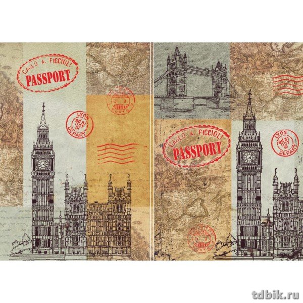 Обложка для паспорта "London Penny Post" ПВХ, экон.13,2*18,6