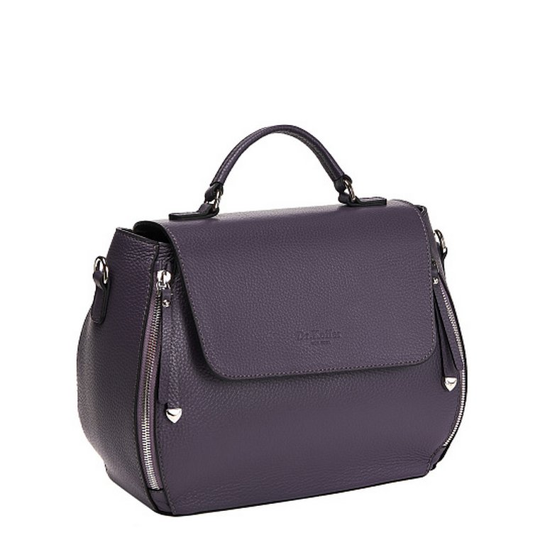 Сумка женская Dr.Koffer 28x22x13 см, нат. кожа, фиолетовая