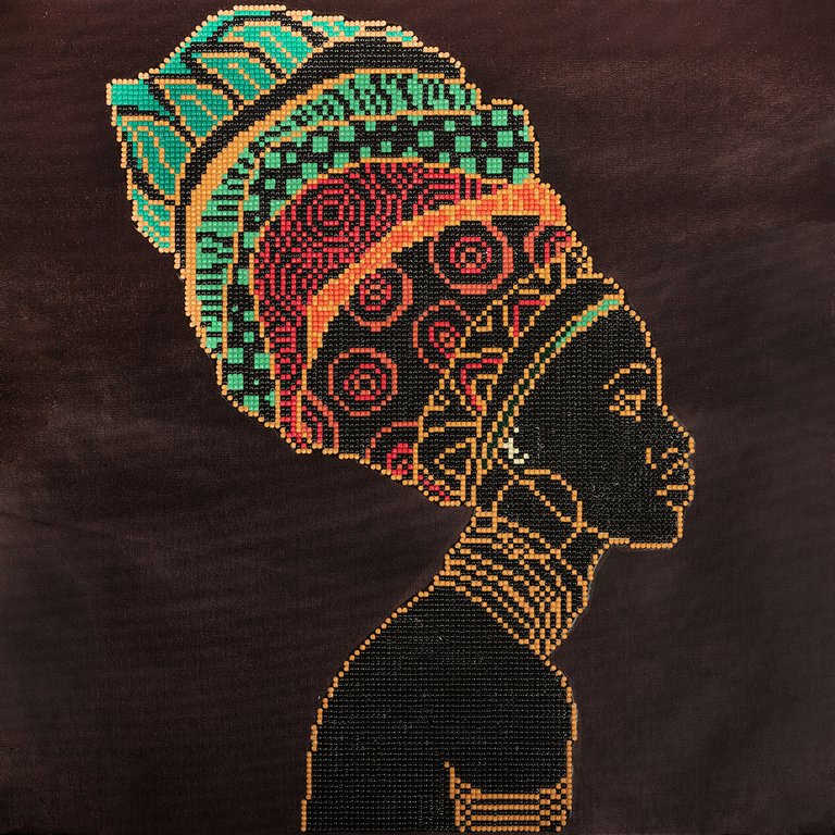 Алмазная мозаика 45*45см "Женщина в тюрбане" (частичное заполнение) ФРЕЯ