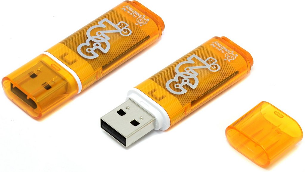 Флеш-диск 32Gb Smart Buy "Glossy" USB 2.0 Flash Drive, оранжевый