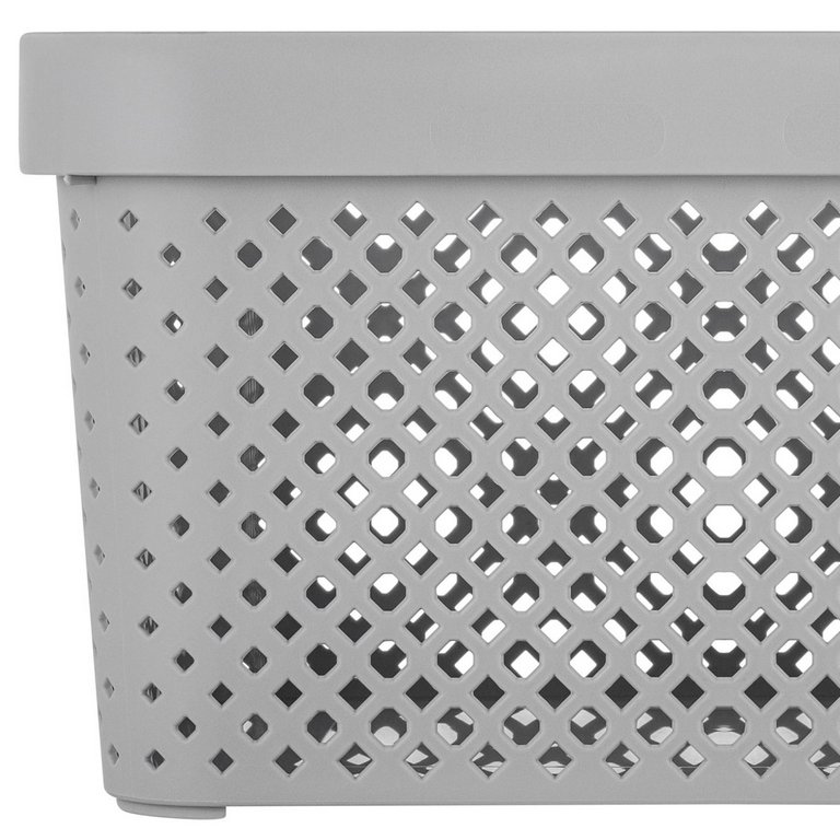 Корзина для хранения пластик. 5л. с крышкой 26*19*14 см цв. серый шторм