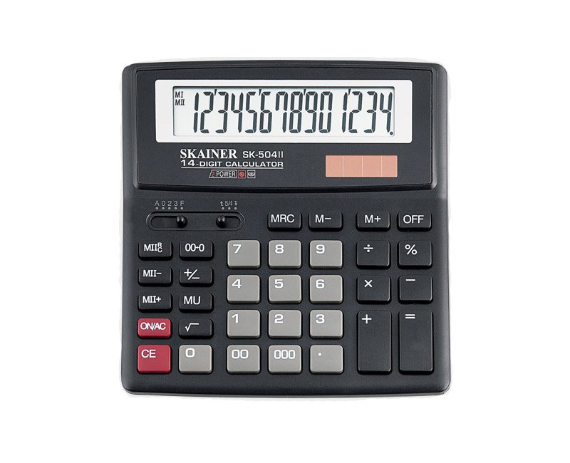 Калькулятор наст. Skainer SK-504II (14 разр., 2 питания, 156x157x33мм)(SDC-640)